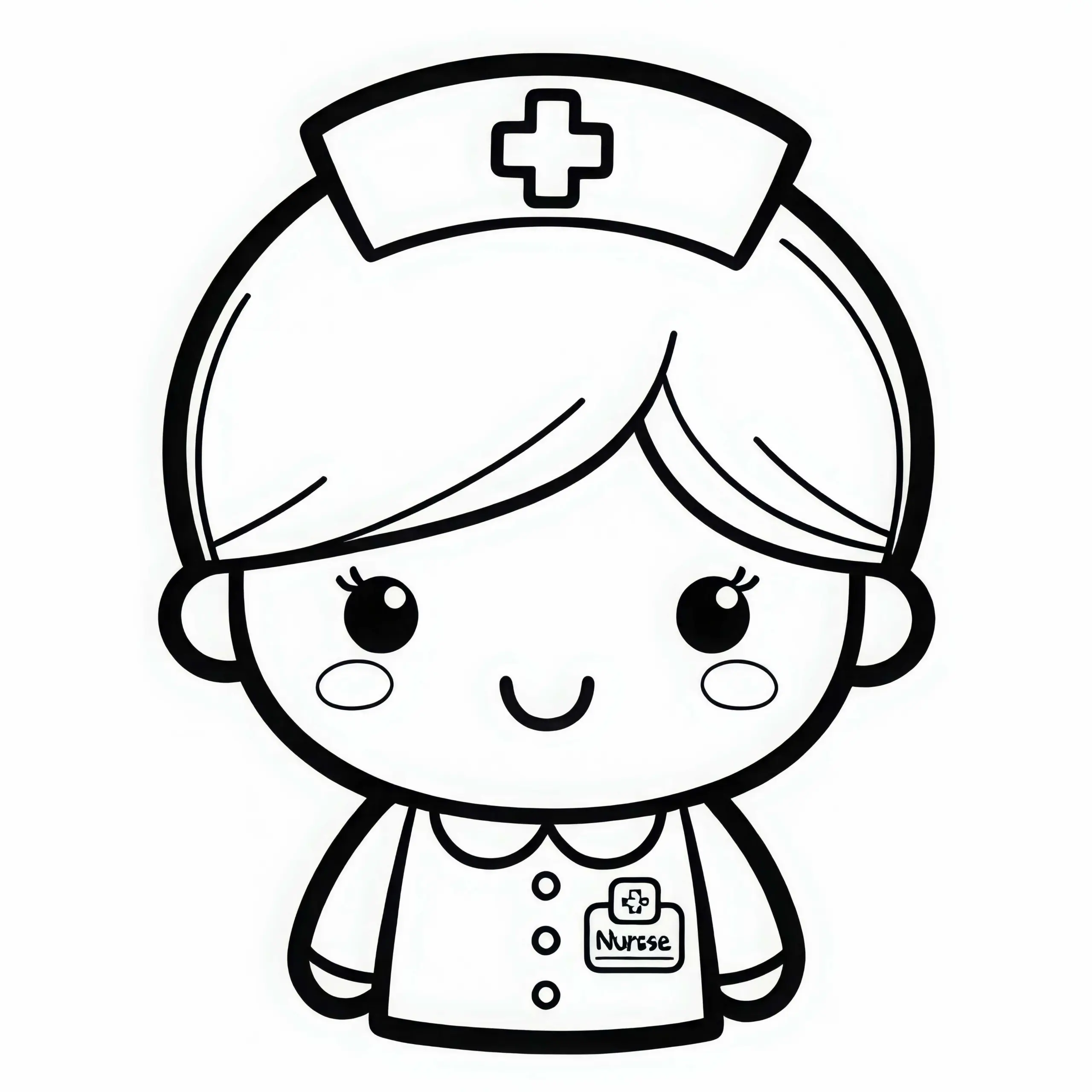 Uniform einer Krankenschwester mit Namensschild – Malvorlage kostenlos (Ausmalbild)