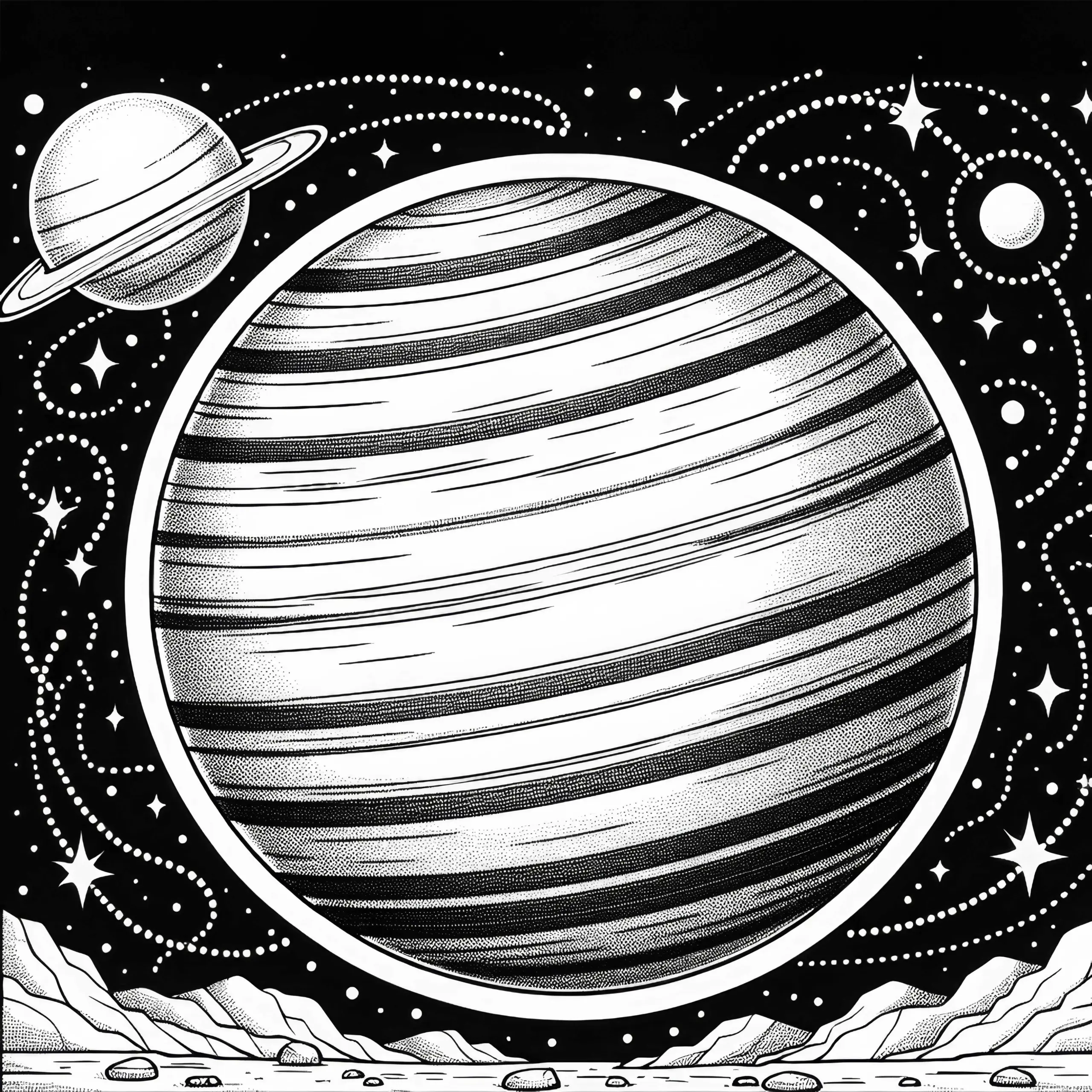 Ausmalbild von Uranus – Einfache Malvorlage Kostenlos