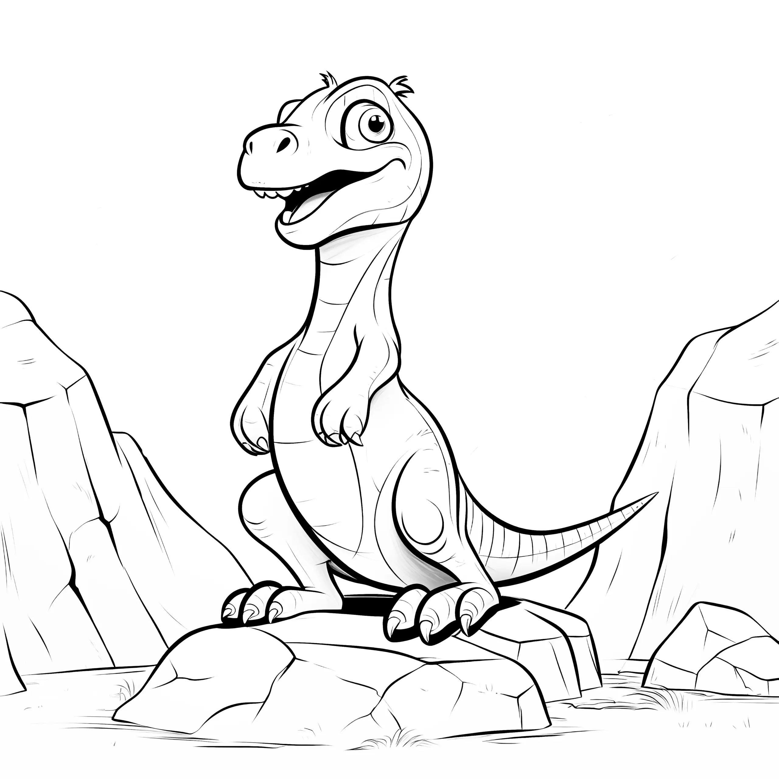Velociraptor-Bild: prähistorische Landschaft (Ausmalbild)