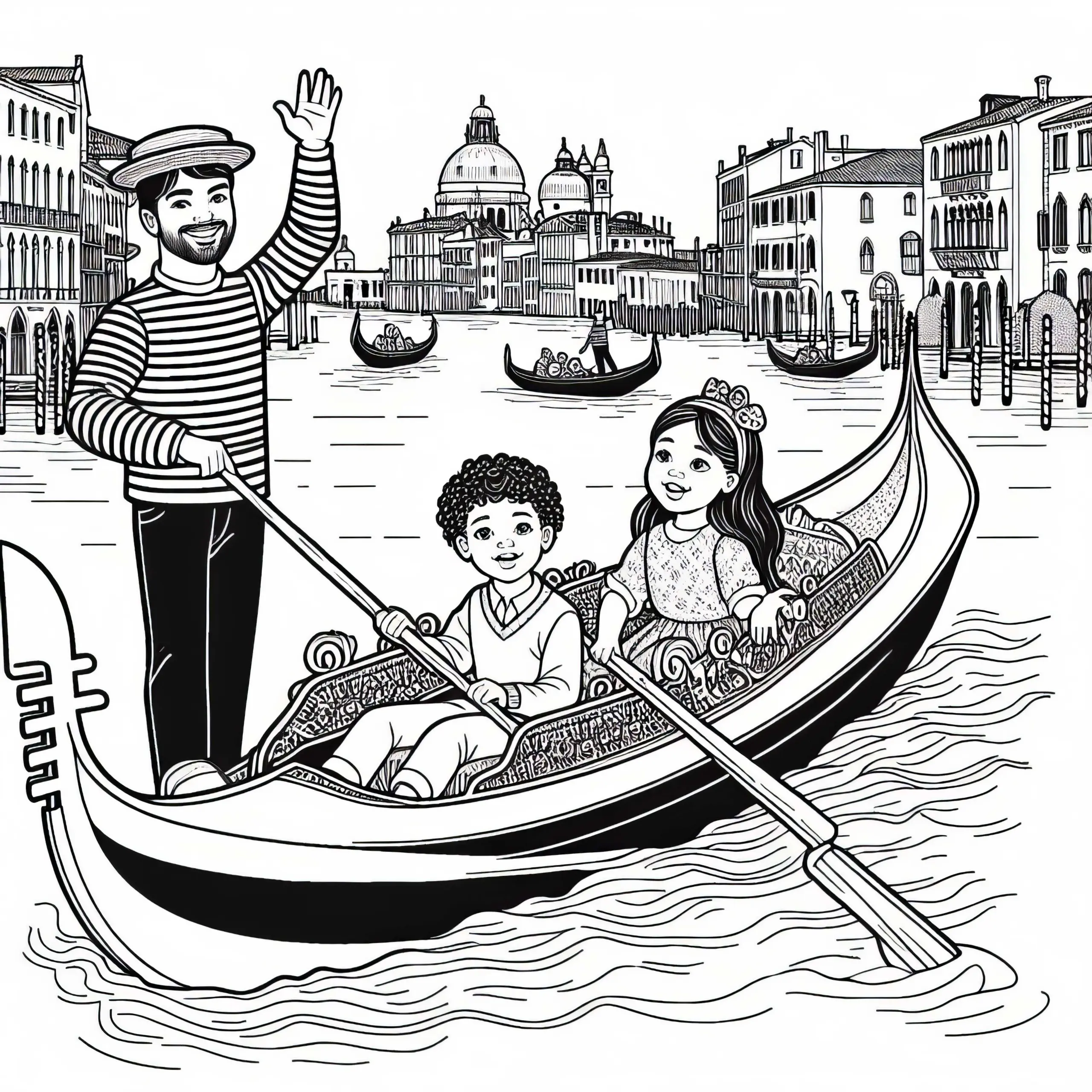 Venedig Gondoliere Malvorlage Kostenlos (Ausmalbild)