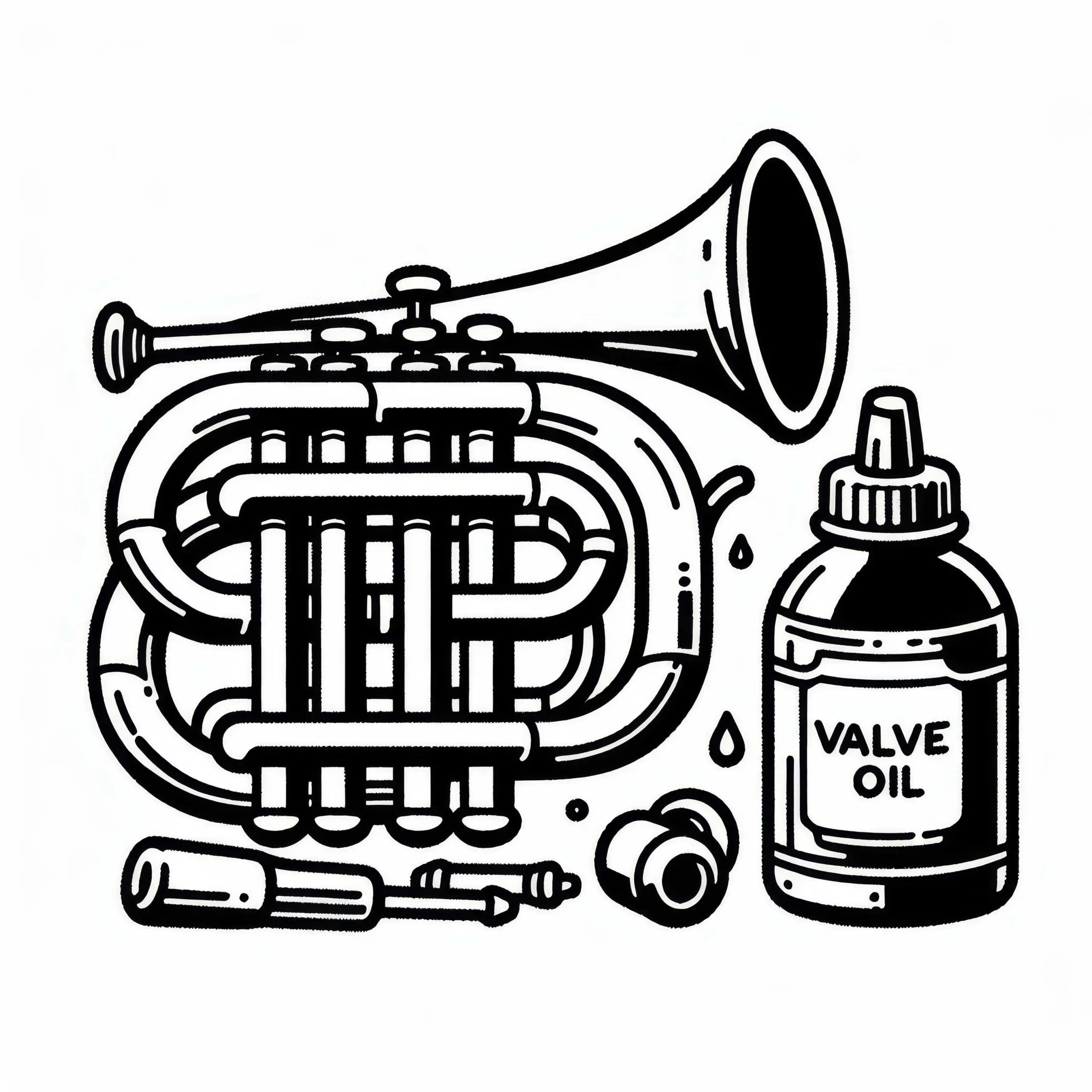 Ventilöl Malvorlage Zubehör Blechblasinstrumente Kostenlos (Ausmalbild)