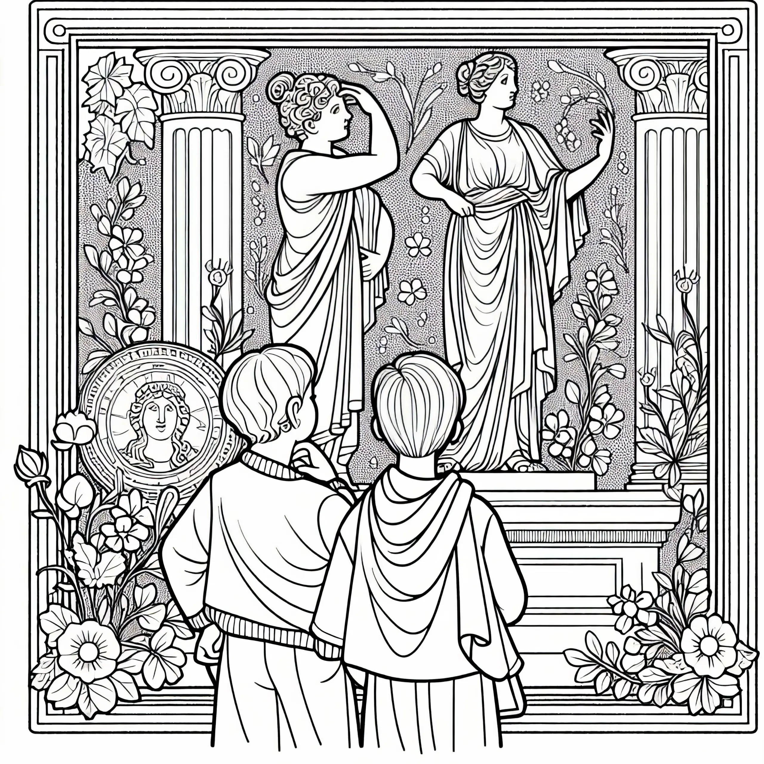 Venus als Gemälde Malvorlage römische Mythologie kostenlos (Ausmalbild)