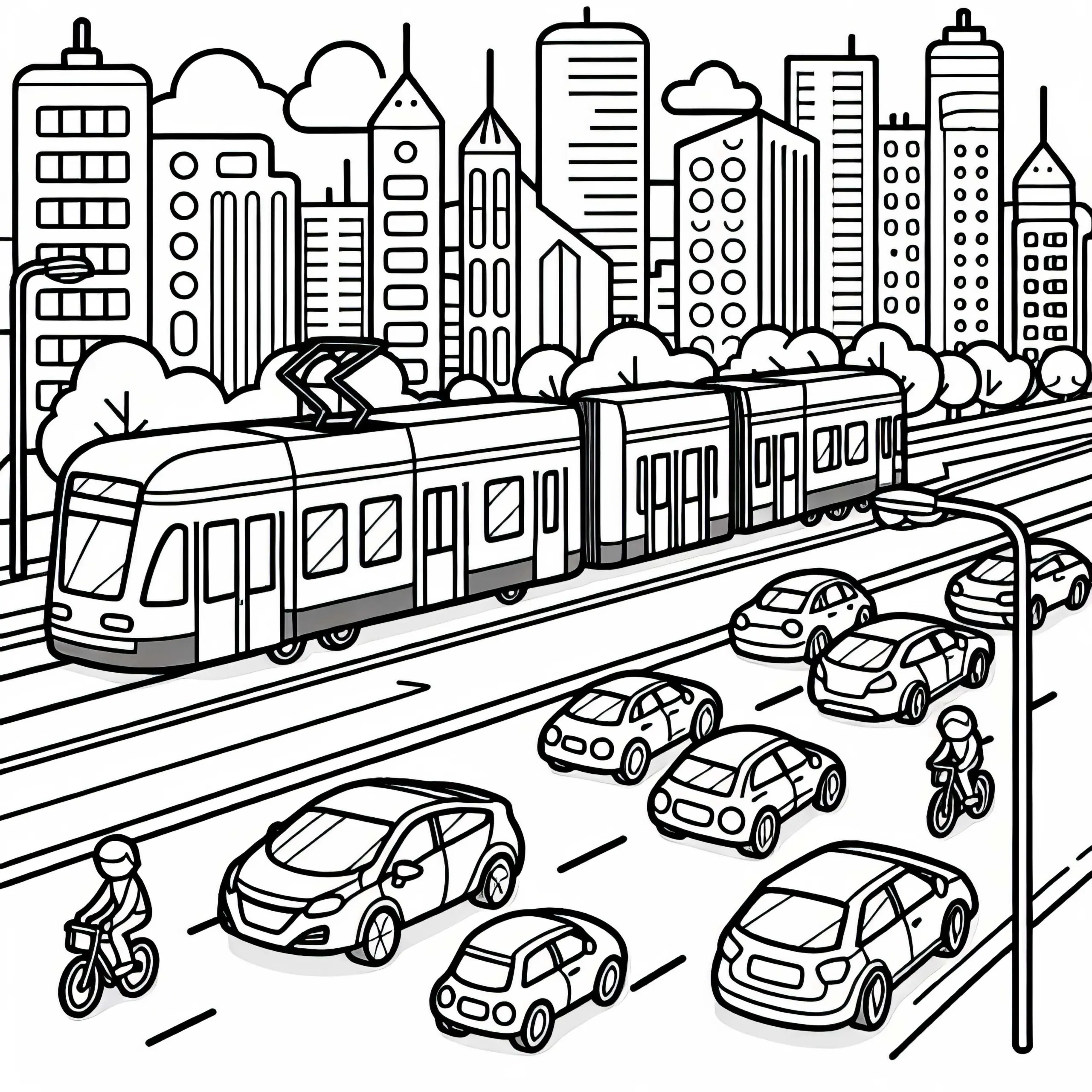 Verkehr in der Stadt: kostenloses Ausmalbild