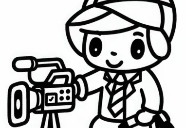 Videokamera für Reporter – Ausmalbild einfach kostenlos