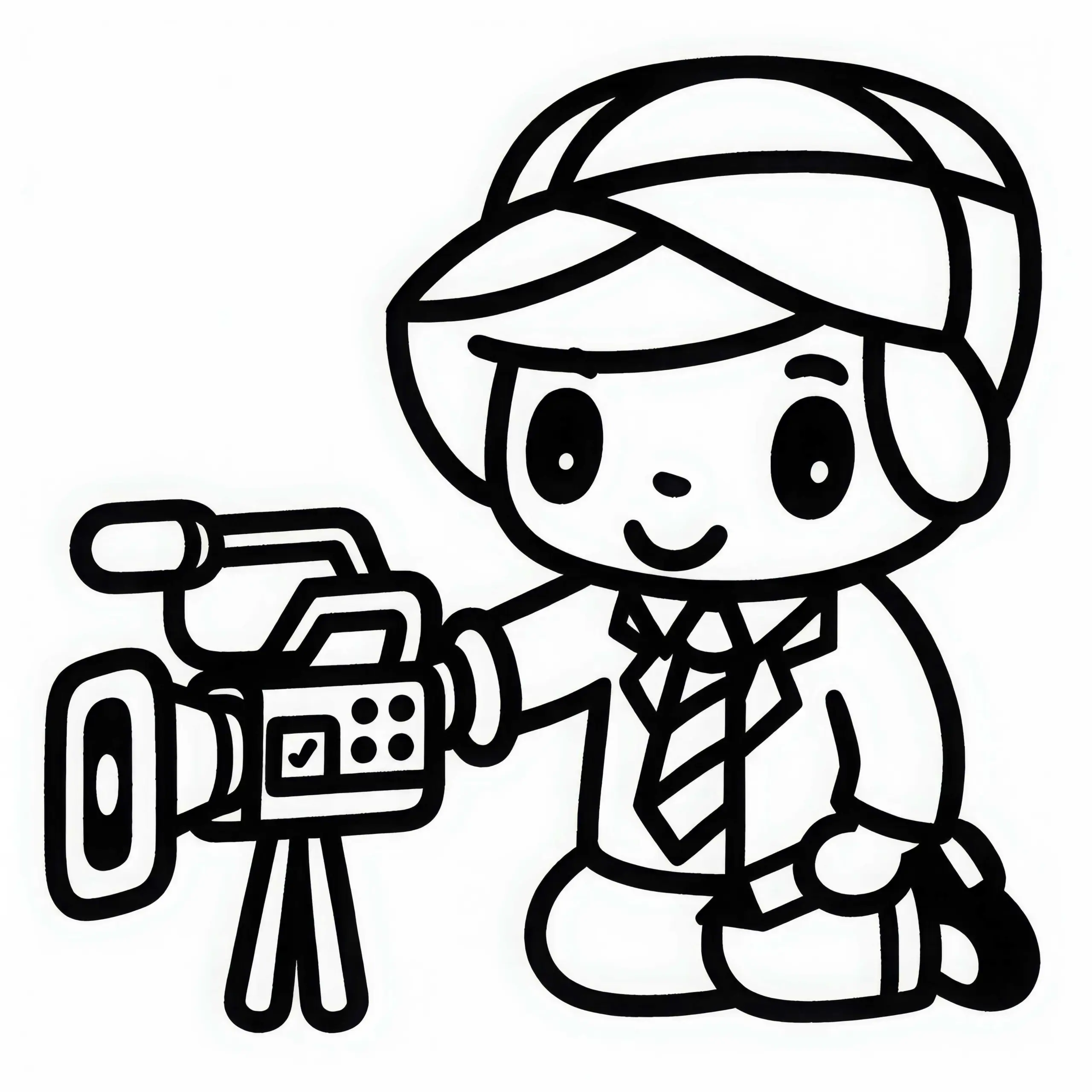 Videokamera für Reporter – Ausmalbild einfach kostenlos