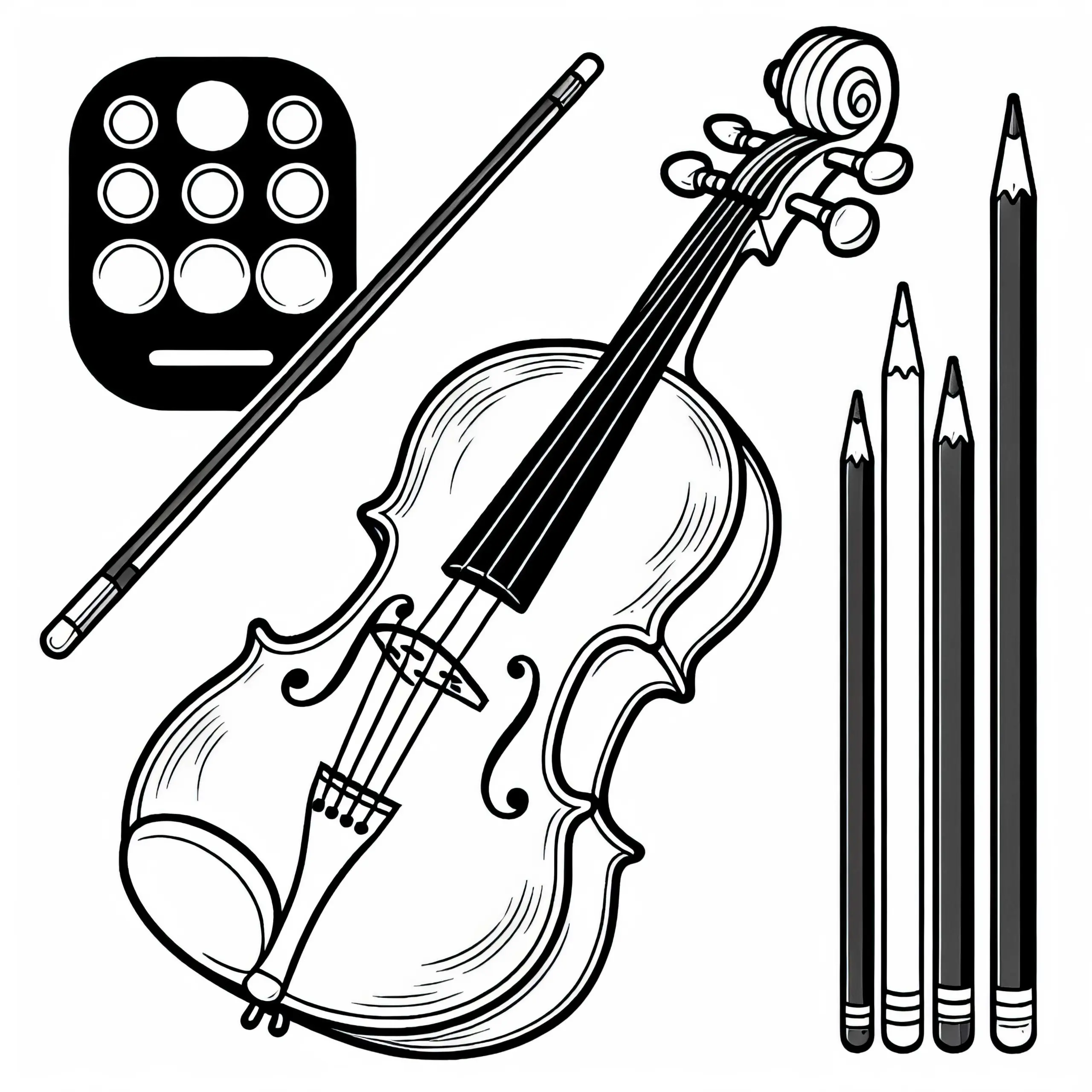 Violine Malvorlage für Streichinstrumente kostenlos herunterladen (Ausmalbild)