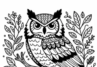 Virginia Uhu – Great Horned Owl – Vogel aus Nordamerika – Ausmalbild kostenlos