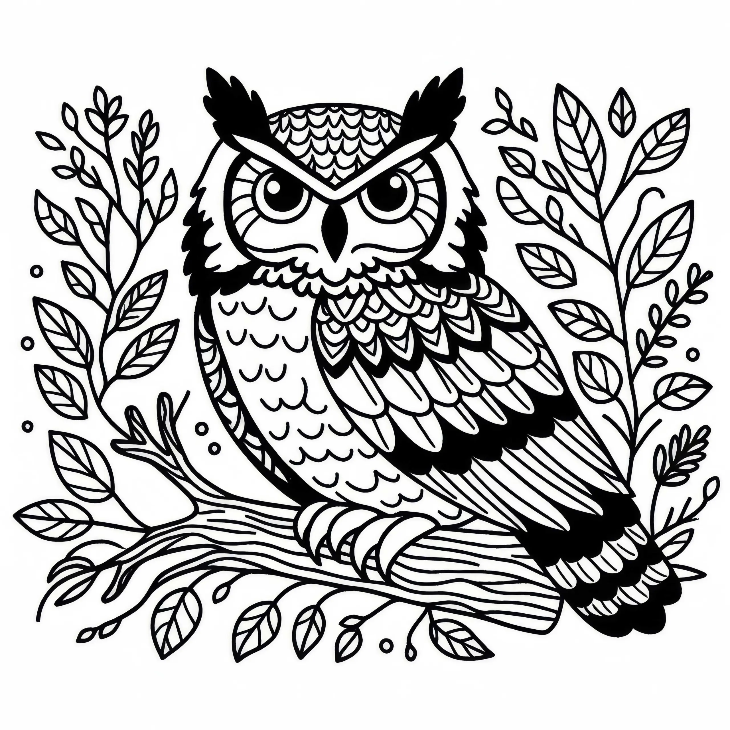 Virginia Uhu – Great Horned Owl – Vogel aus Nordamerika – Ausmalbild kostenlos