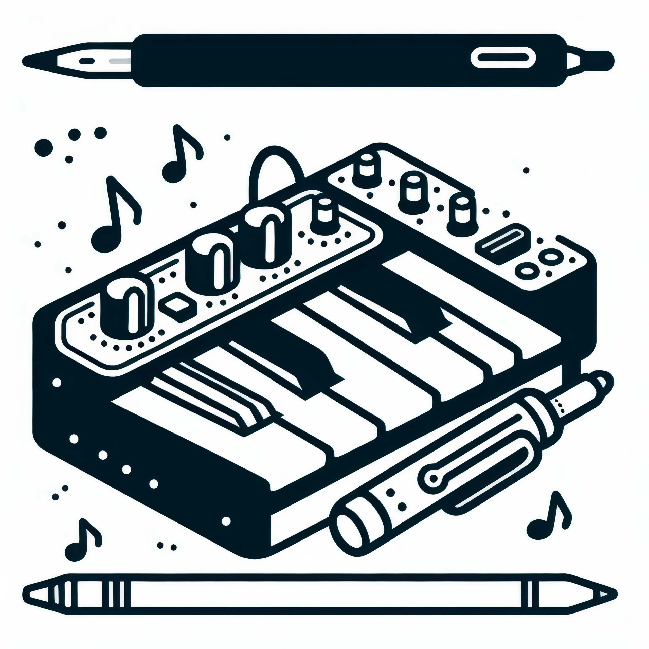 Vocoder Malvorlage für ein Elektronisches Instrument – Gratis Download (Ausmalbild)