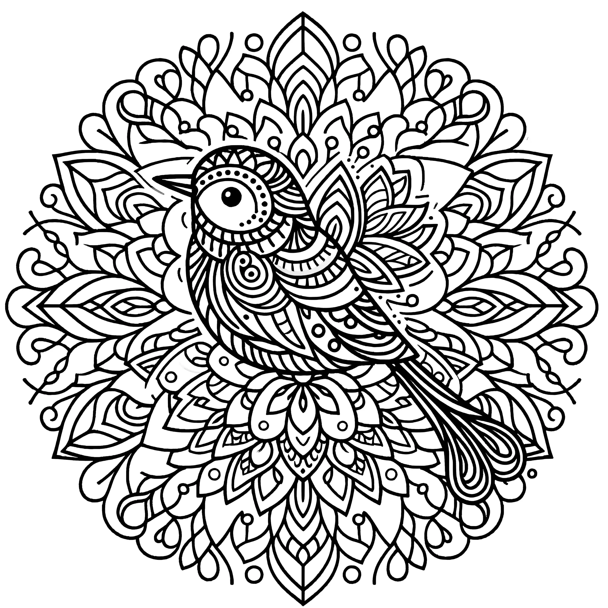 Vogel-Mandala: Kostenloser Download und kreatives Ausmalbild