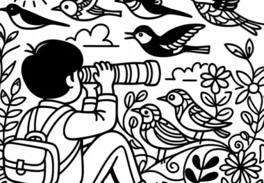 Vogelbeobachtung Malvorlage für dein Outdoor-Hobby – Kostenlos herunterladen