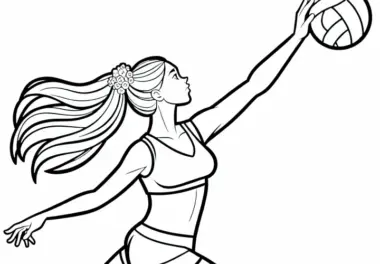 Volleyballspielerin macht Aufschlag – Ausmalbild gratis