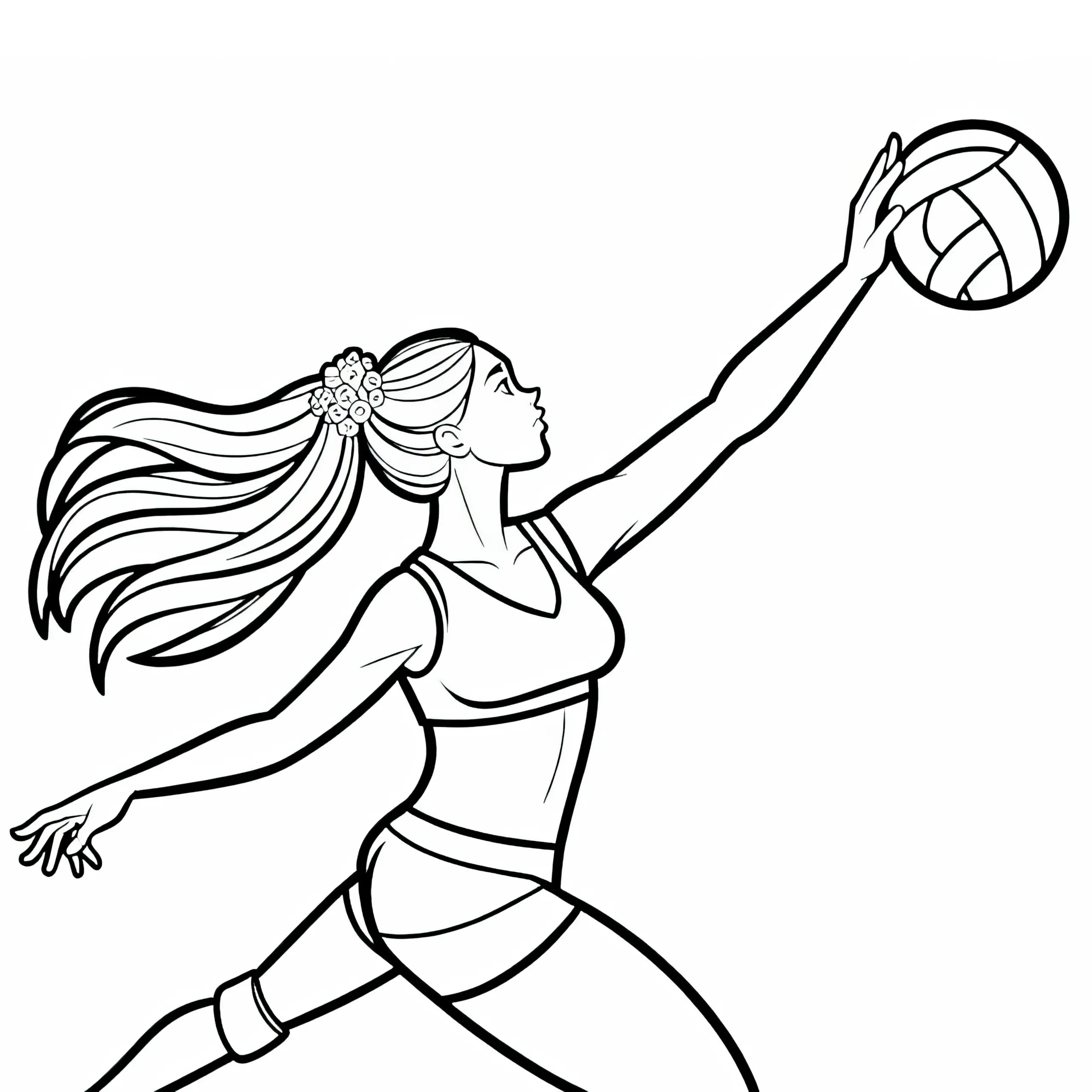 Volleyballspielerin macht Aufschlag – Ausmalbild gratis
