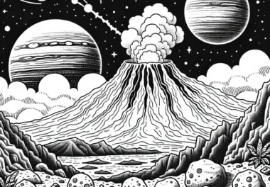 Vulkan auf Jupitermond – Malvorlage einfach kostenlos
