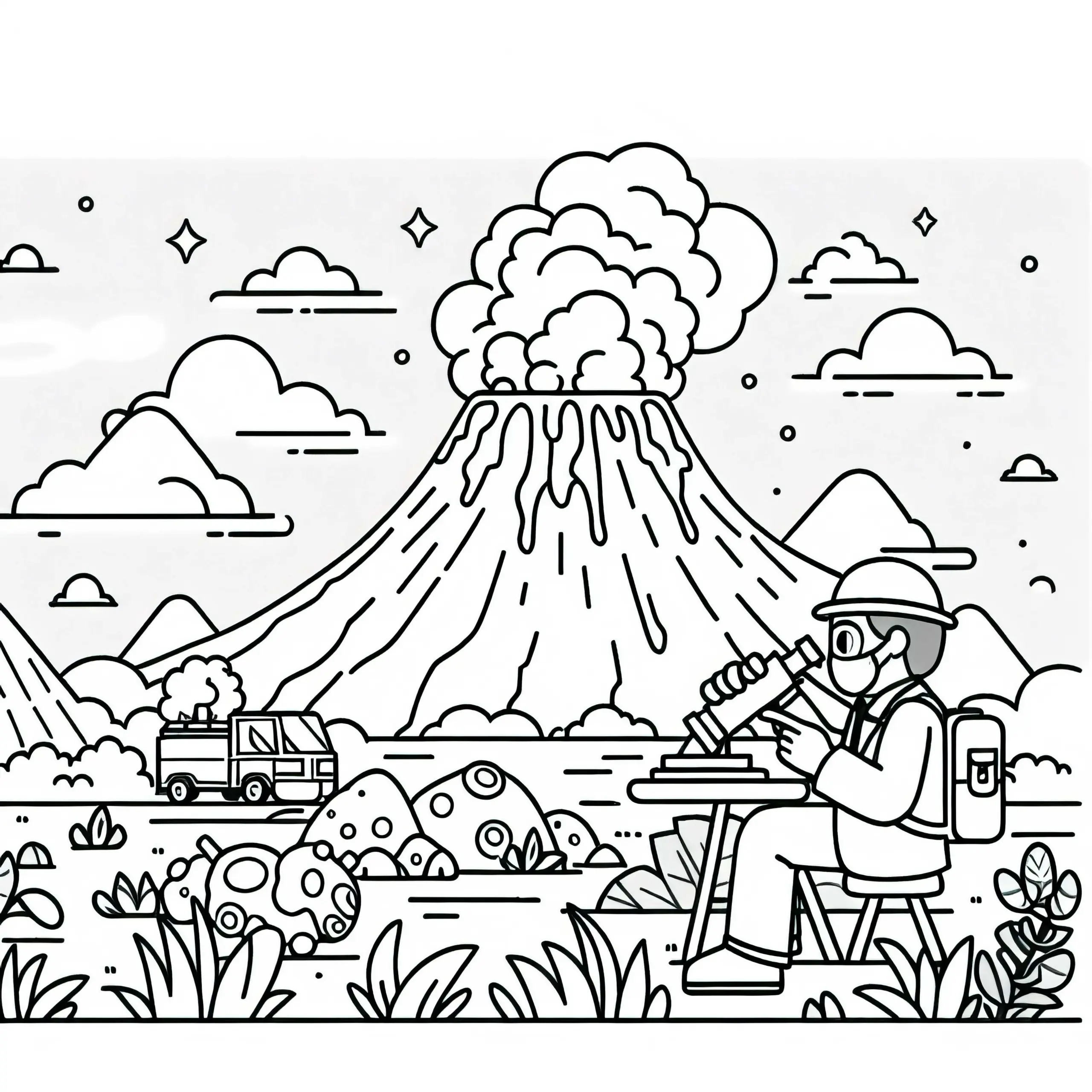 Vulkan Ausmalbild gratis