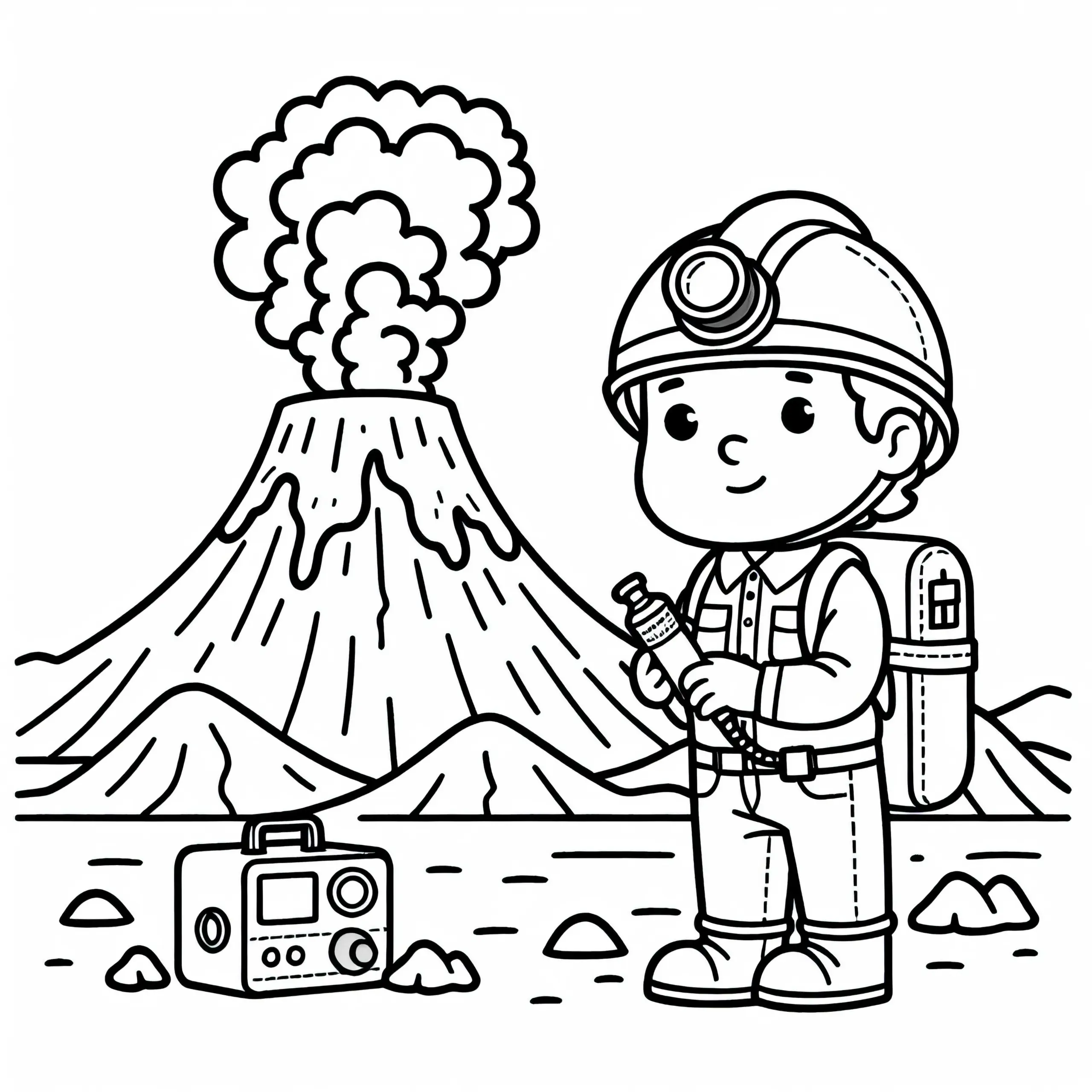 Vulkanforscher Ausmalbild Einfach Kostenlos