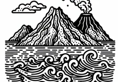 Vulkan-Ausmalbilder: Landschaftsmotive kostenlos ausmalen