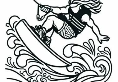 Wakeboarder macht Sprung – Ausmalbild kostenlos