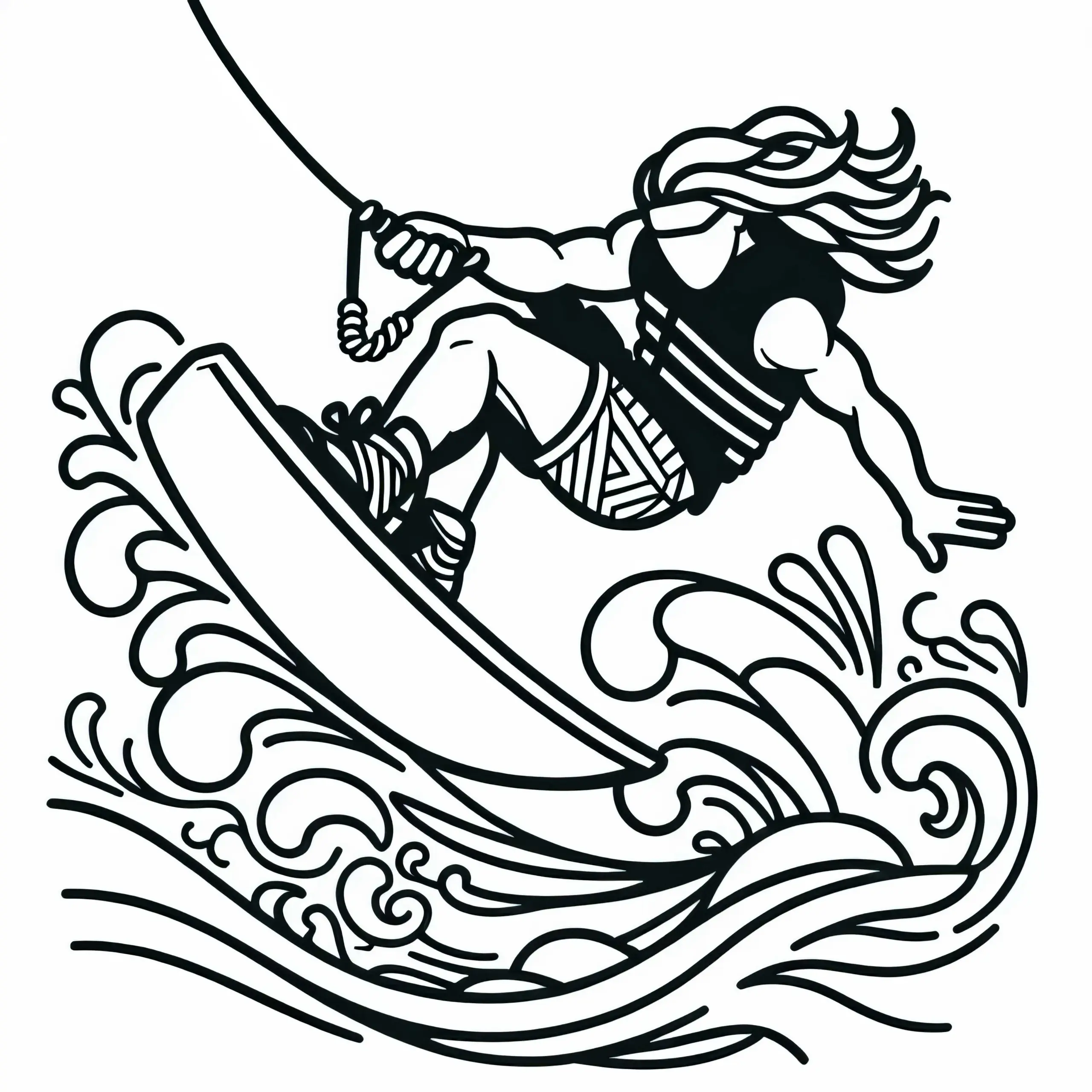Wakeboarder macht Sprung – Ausmalbild kostenlos