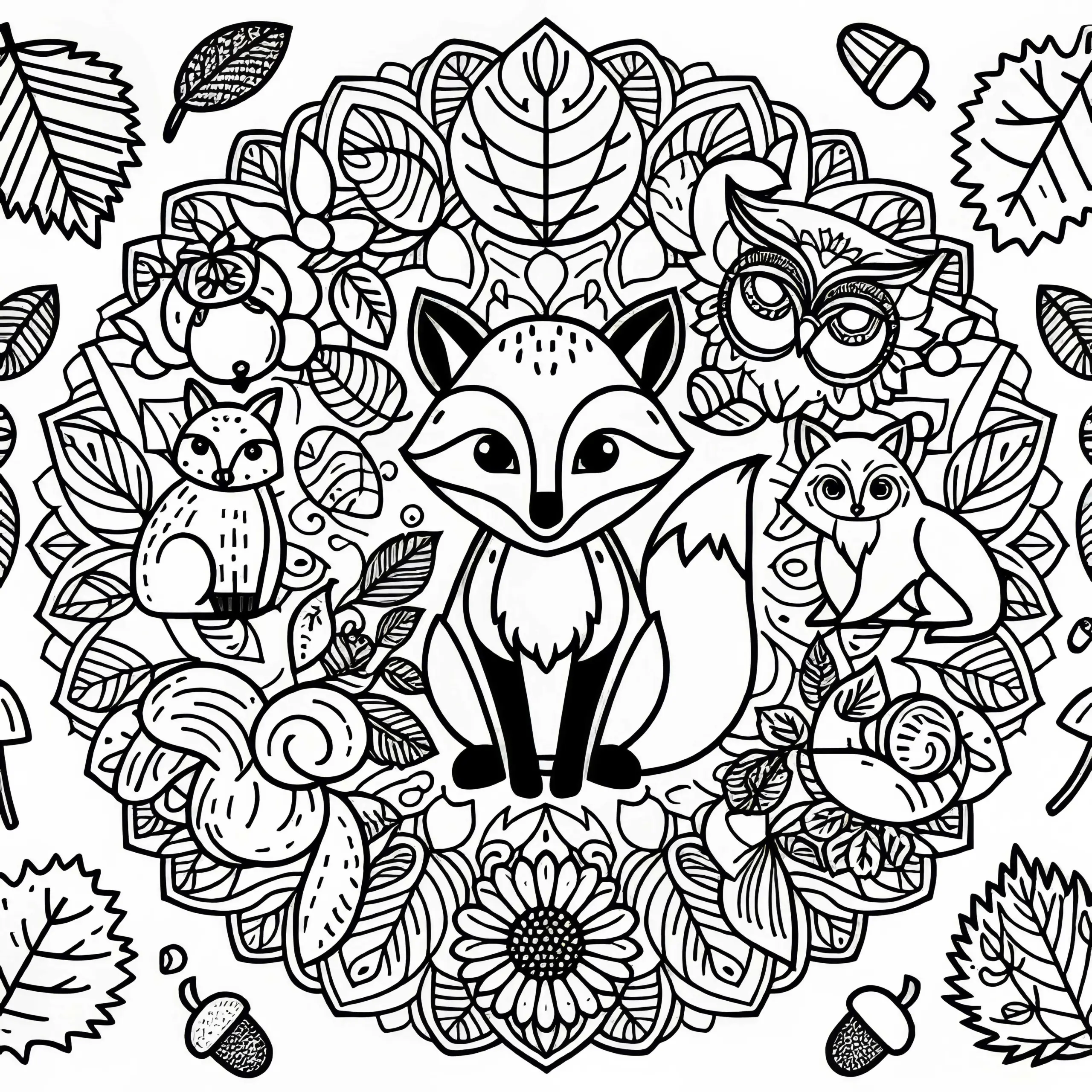 Waldtiere Mandala Ausmalbild Herbst Kostenlos