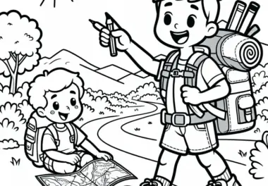 Wandern Ausmalbild für dein Hobby – Gratis Download