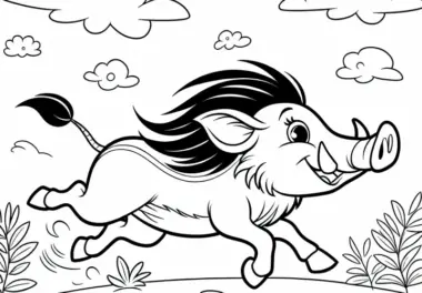 Warzenschwein rennt durch die Savanne – Ausmalbild gratis