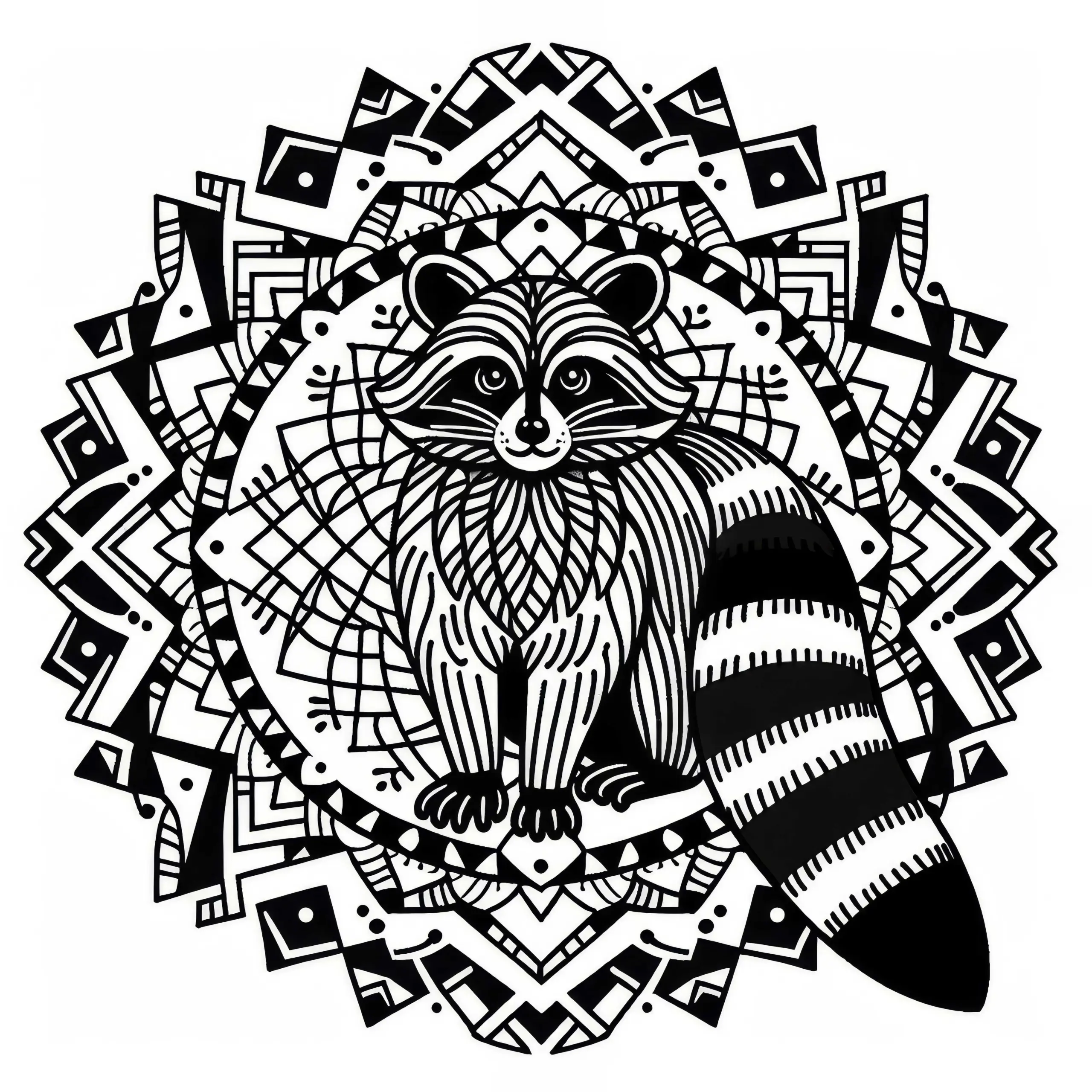 Waschbär Mandala Ausmalbild Kostenlos