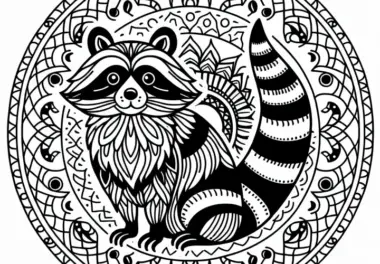 Waschbär-Mandala-Ausmalbild Vorlage kostenlos herunterladen