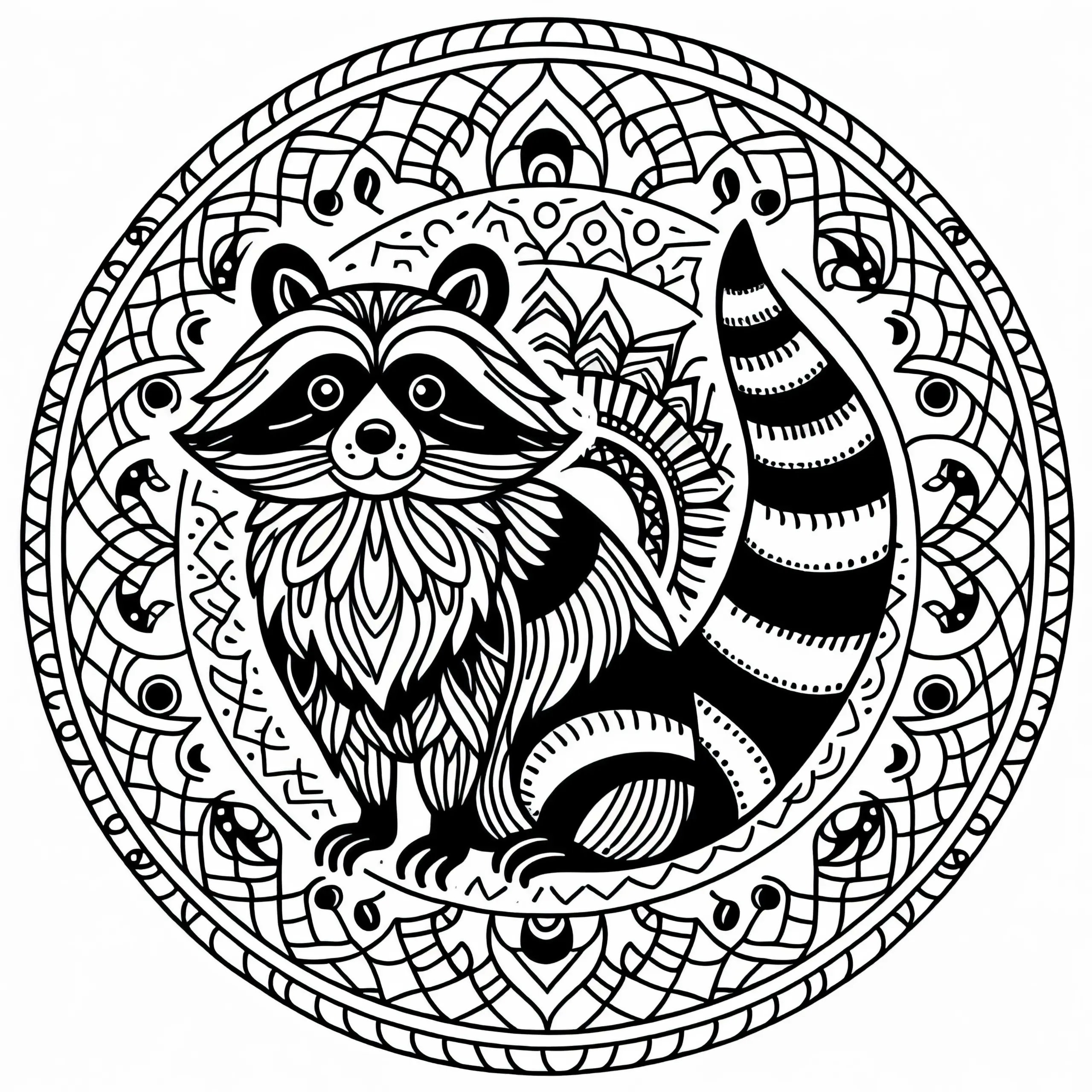 Waschbär-Mandala-Ausmalbild Vorlage kostenlos herunterladen