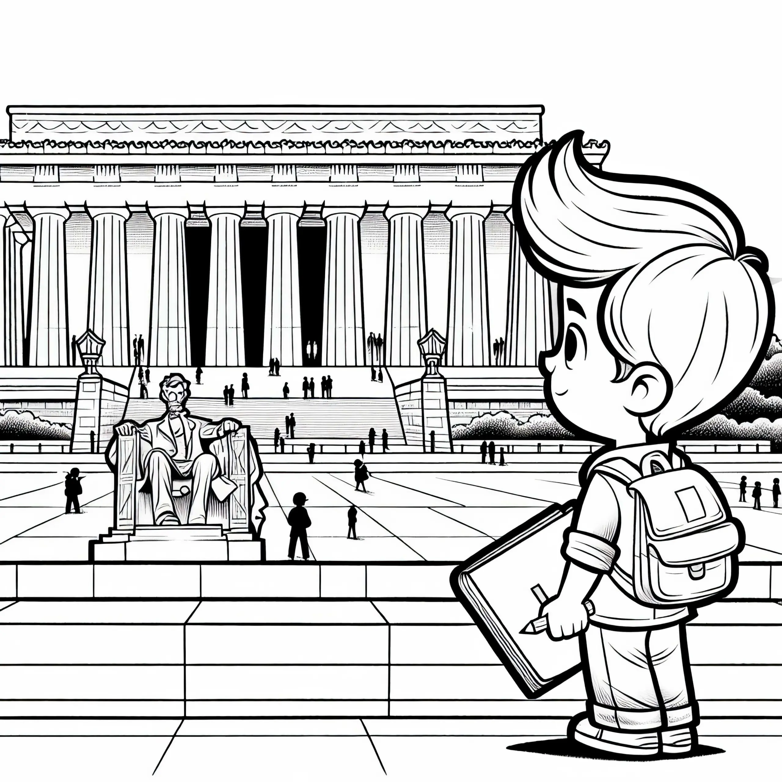 Washington D.C. Lincoln Memorial Malvorlage Kostenlos (Ausmalbild)