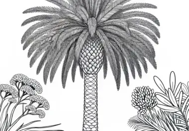 Ausmalbild einer Washington-Palme – Washingtonia Robusta kostenlos downloaden