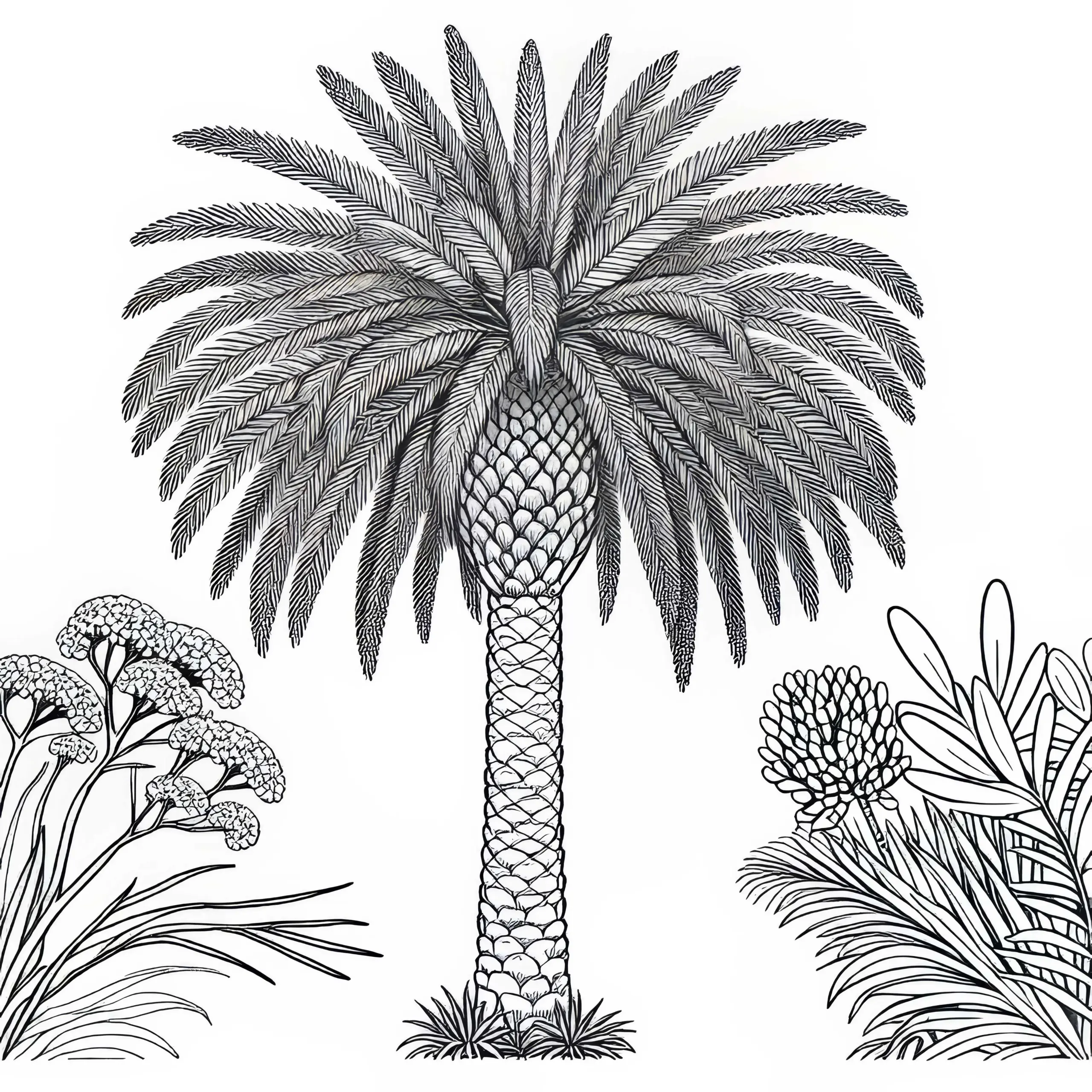 Ausmalbild einer Washington-Palme – Washingtonia Robusta kostenlos downloaden