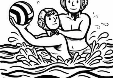 Wasserball-Gegner Blocken Sich Gegenseitig – Ausmalbild kostenlos