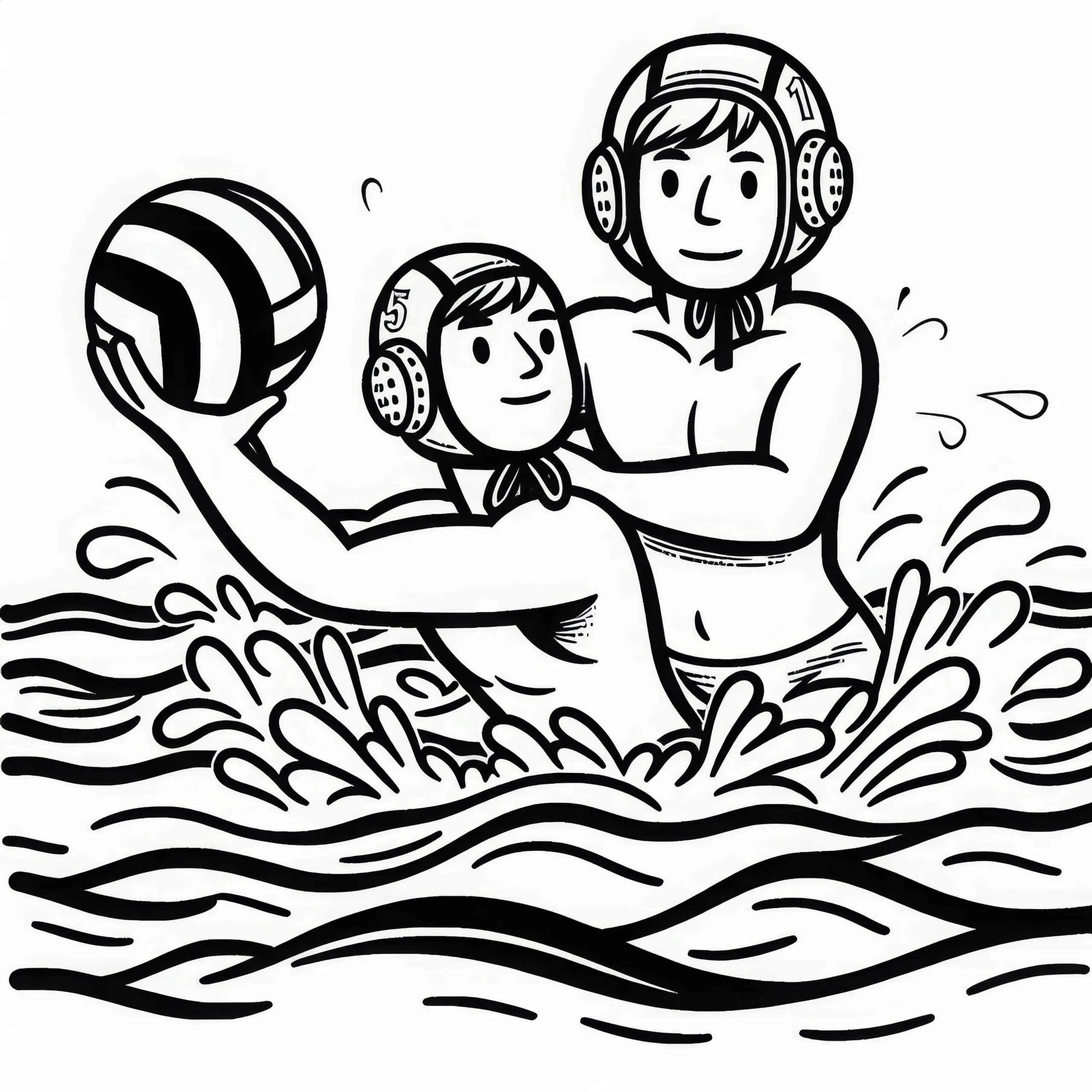 Wasserball-Gegner Blocken Sich Gegenseitig – Ausmalbild kostenlos