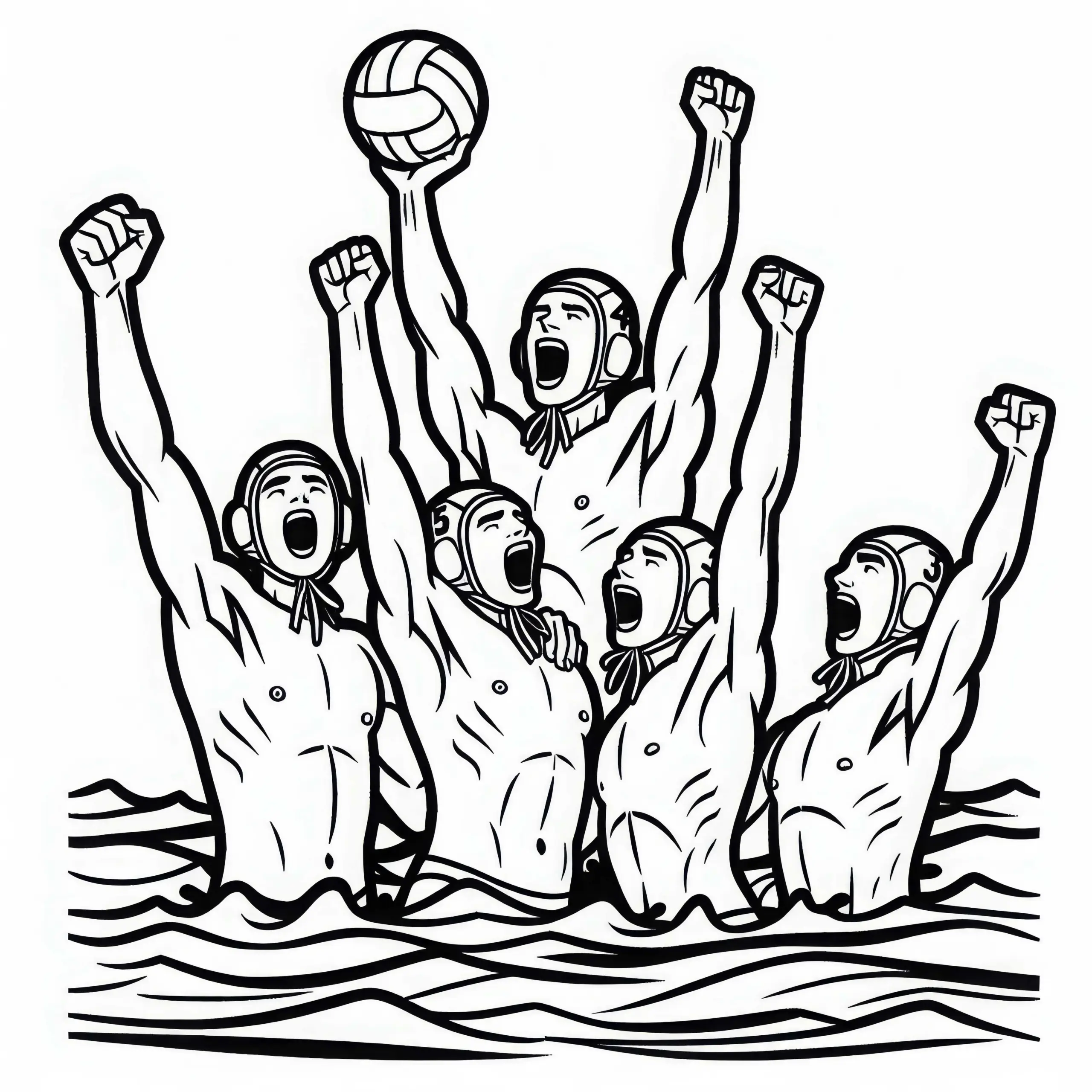 Wasserball-Sieger Jubeln Nach Spiel – Ausmalbild Kostenlos