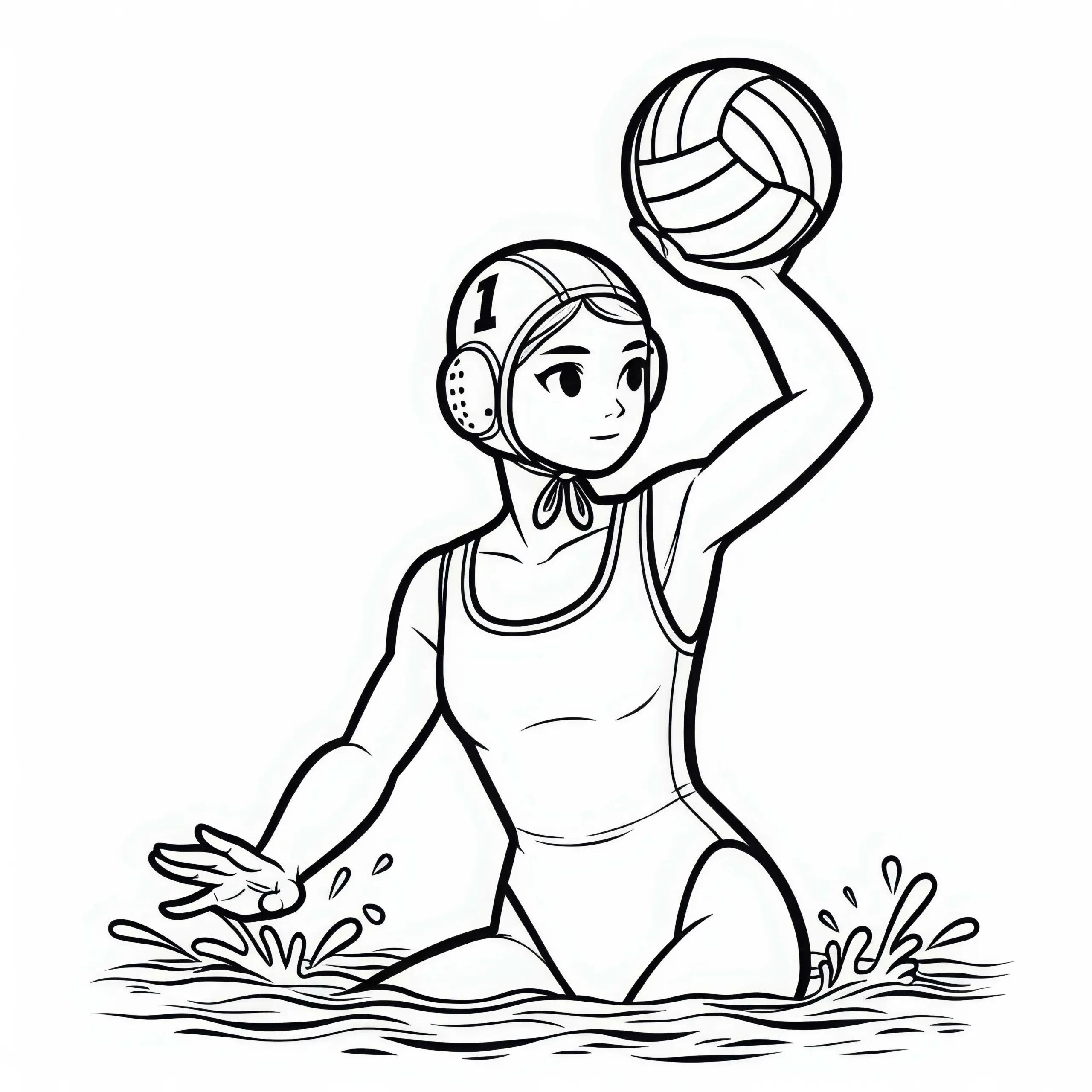 Wasserballspielerin Malvorlage gratis (Ausmalbild)