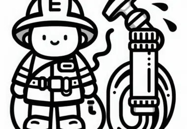 Wasserschlauch einer Feuerwehr – Ausmalbild einfach gratis