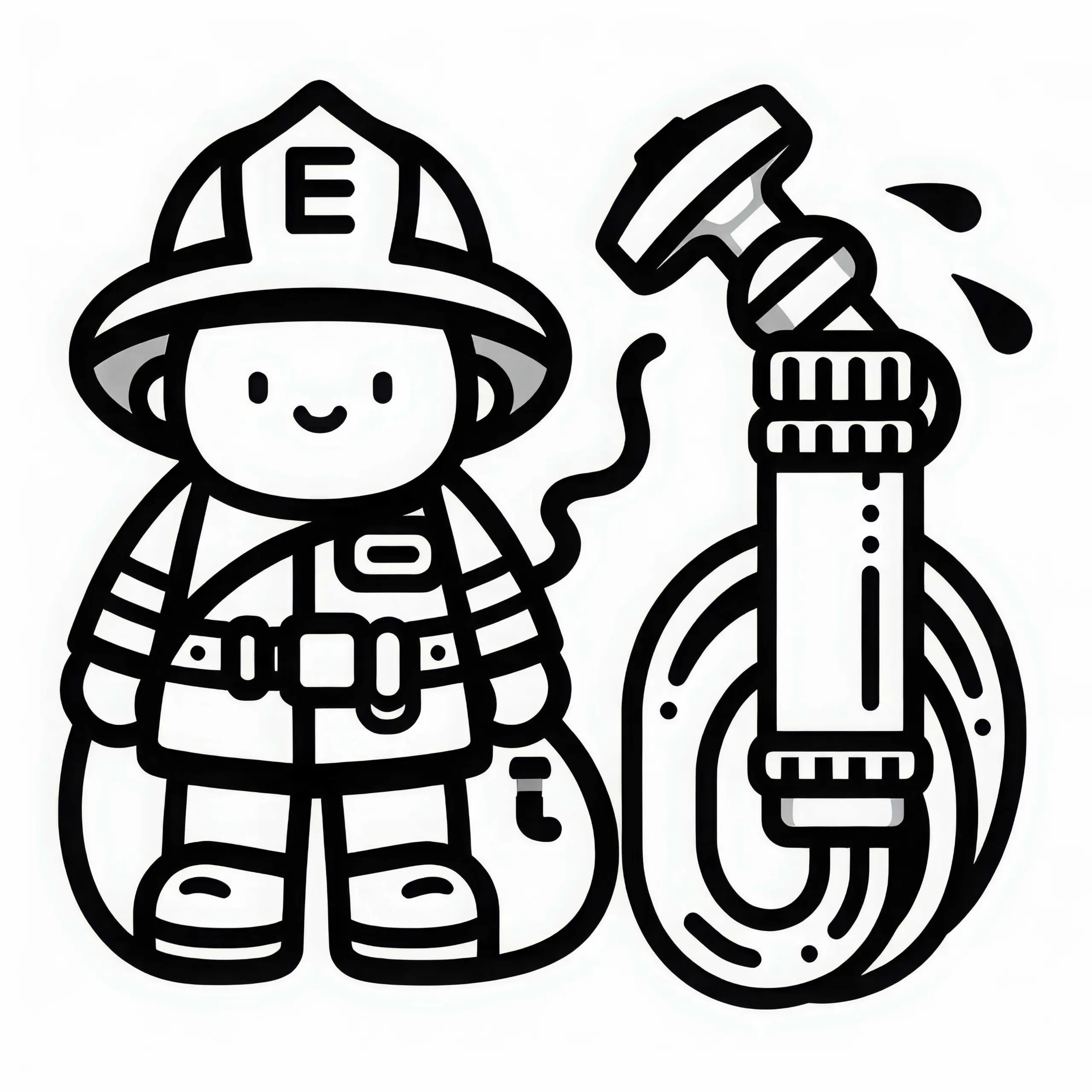 Wasserschlauch einer Feuerwehr – Ausmalbild einfach gratis