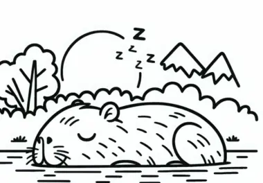 Wasserschwein schläft – Ausmalbild einfach kostenlos