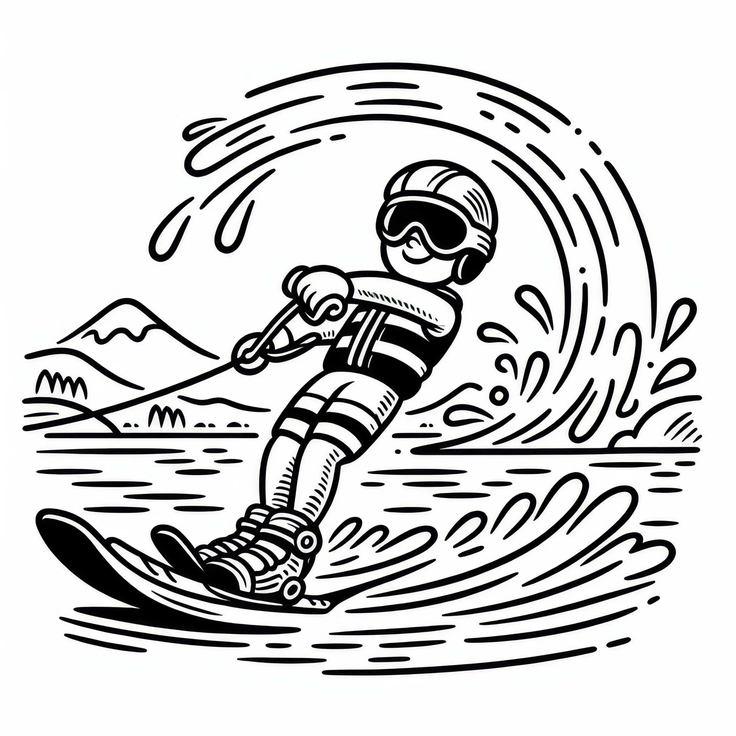 Wasserskifahrer Ausmalbild Einfach Kostenlos