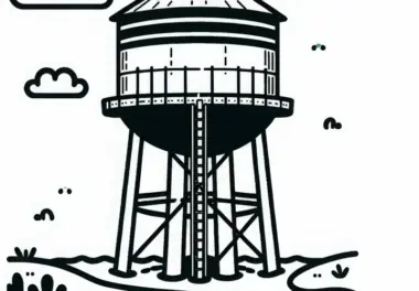 Wasserturm Ausmalbild Gratis