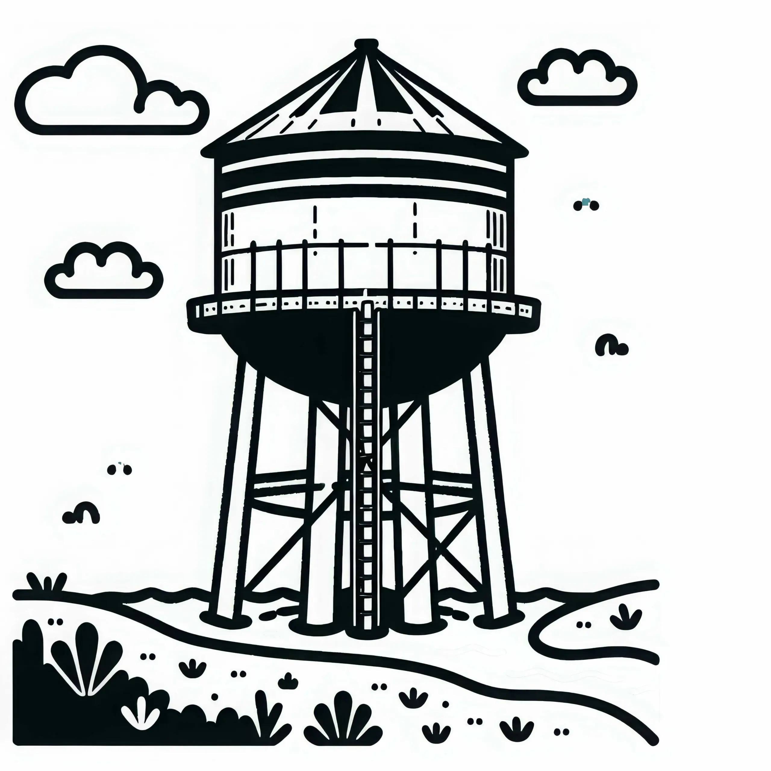 Wasserturm Ausmalbild Gratis