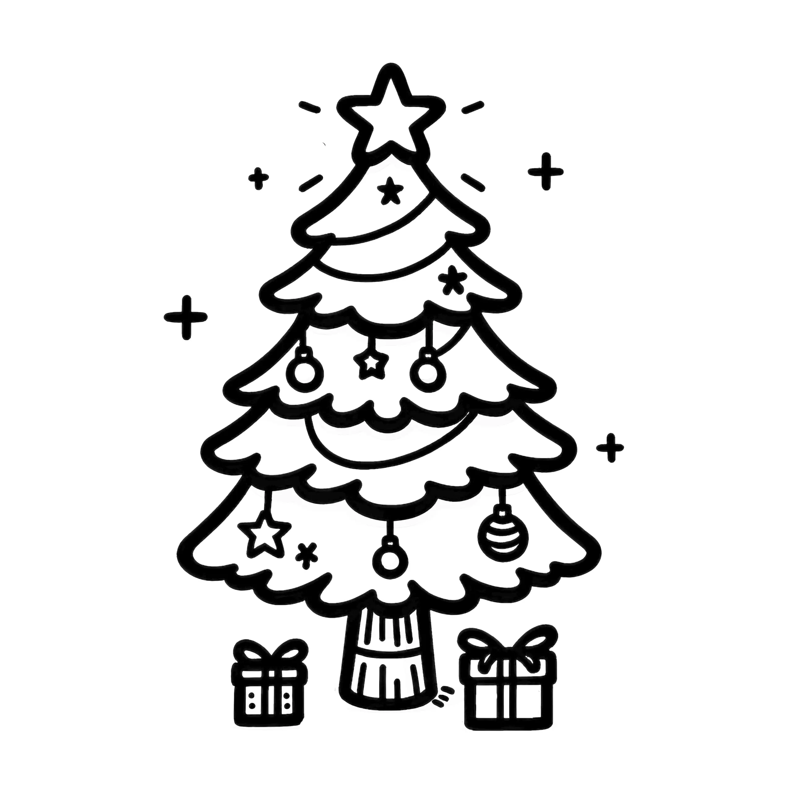 Weihnachtsbaum: Ausmalbild für Grundschule & Kindergarten