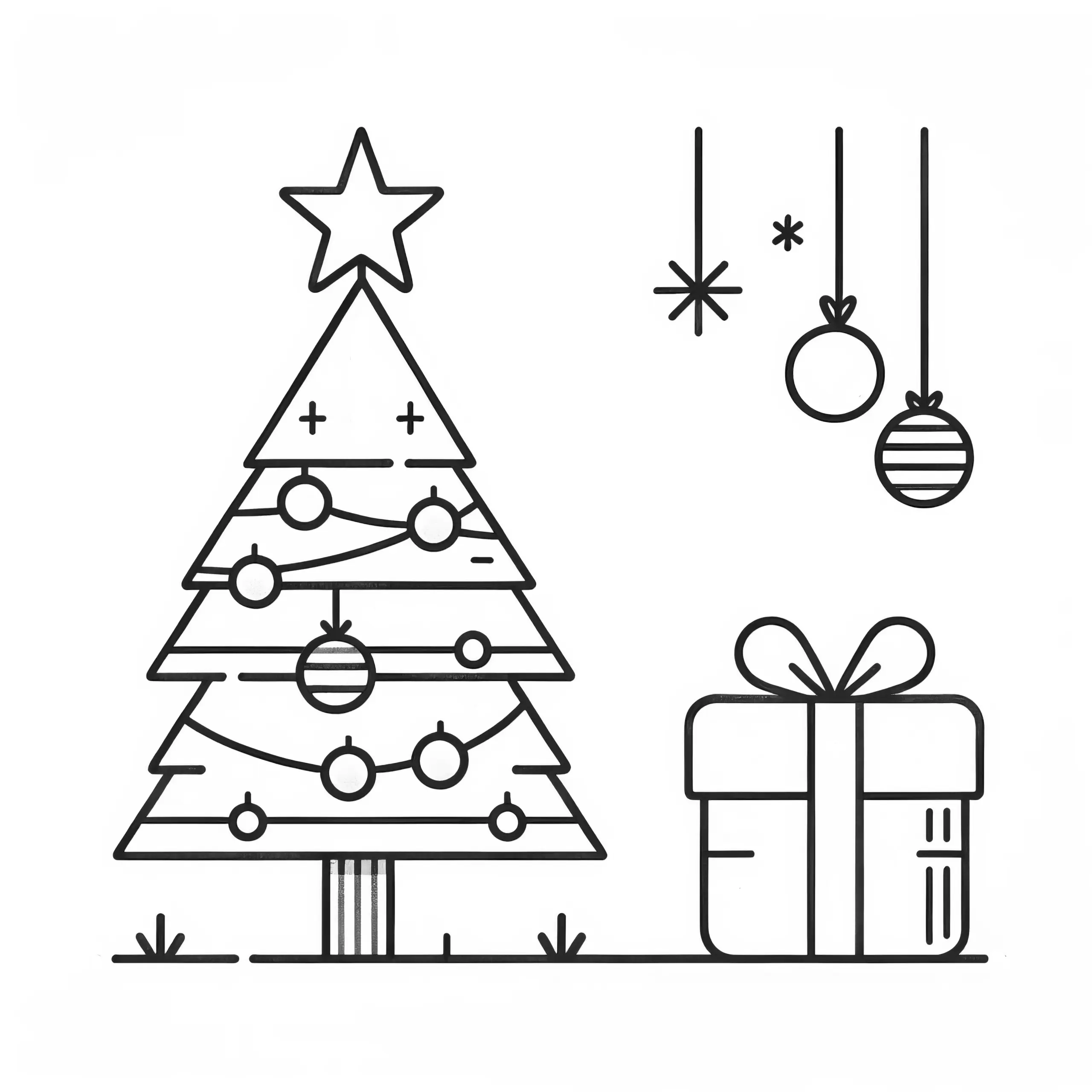 Weihnachtsbaum: einfaches Ausmalbild für Kinder