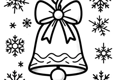 Weihnachtsglocke mit Schneeflocken – Ein festliches Ausmalbild