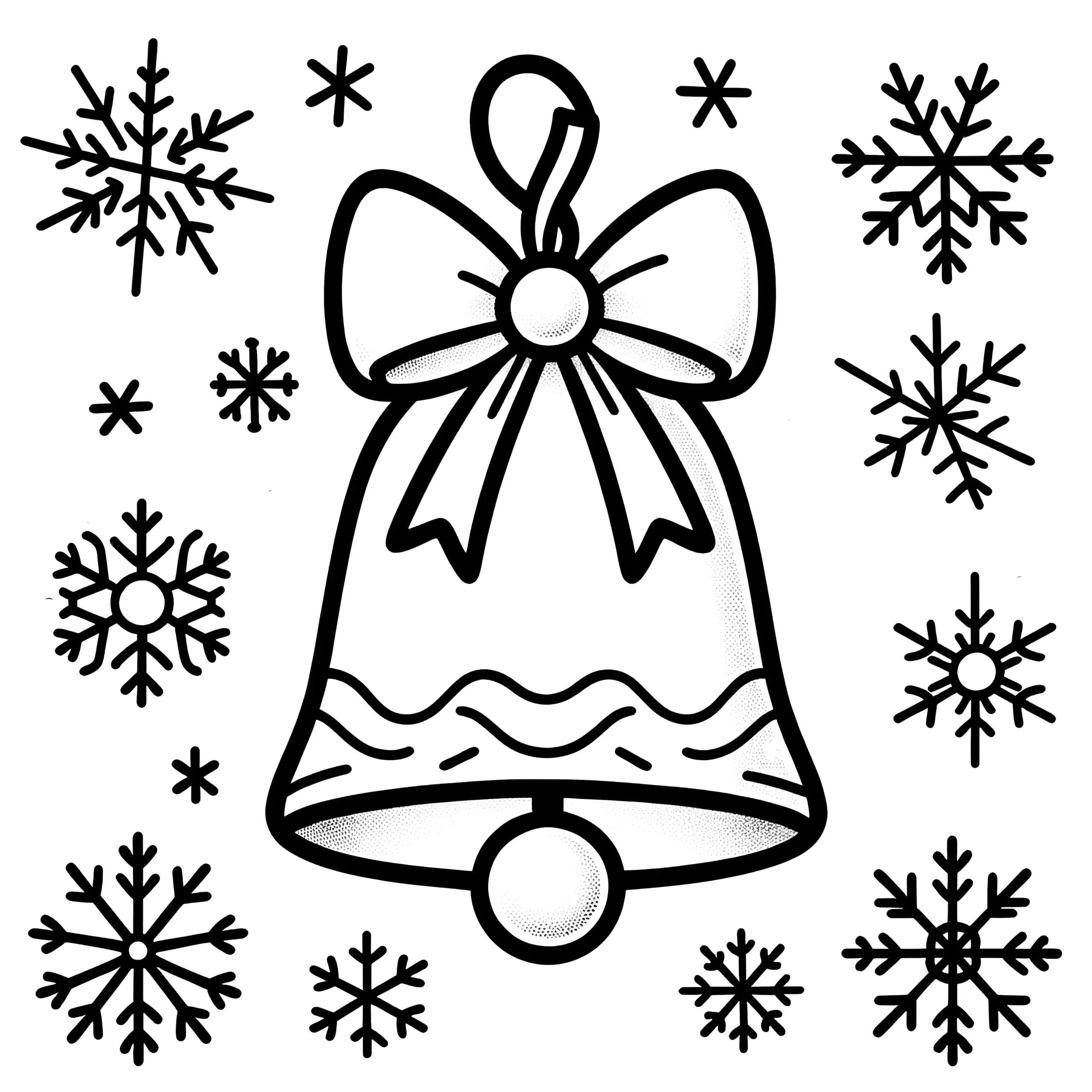 Weihnachtsglocke mit Schneeflocken – Ein festliches Ausmalbild