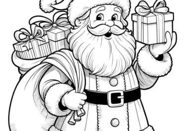 Weihnachtsmann mit Geschenkesack als Malvorlage