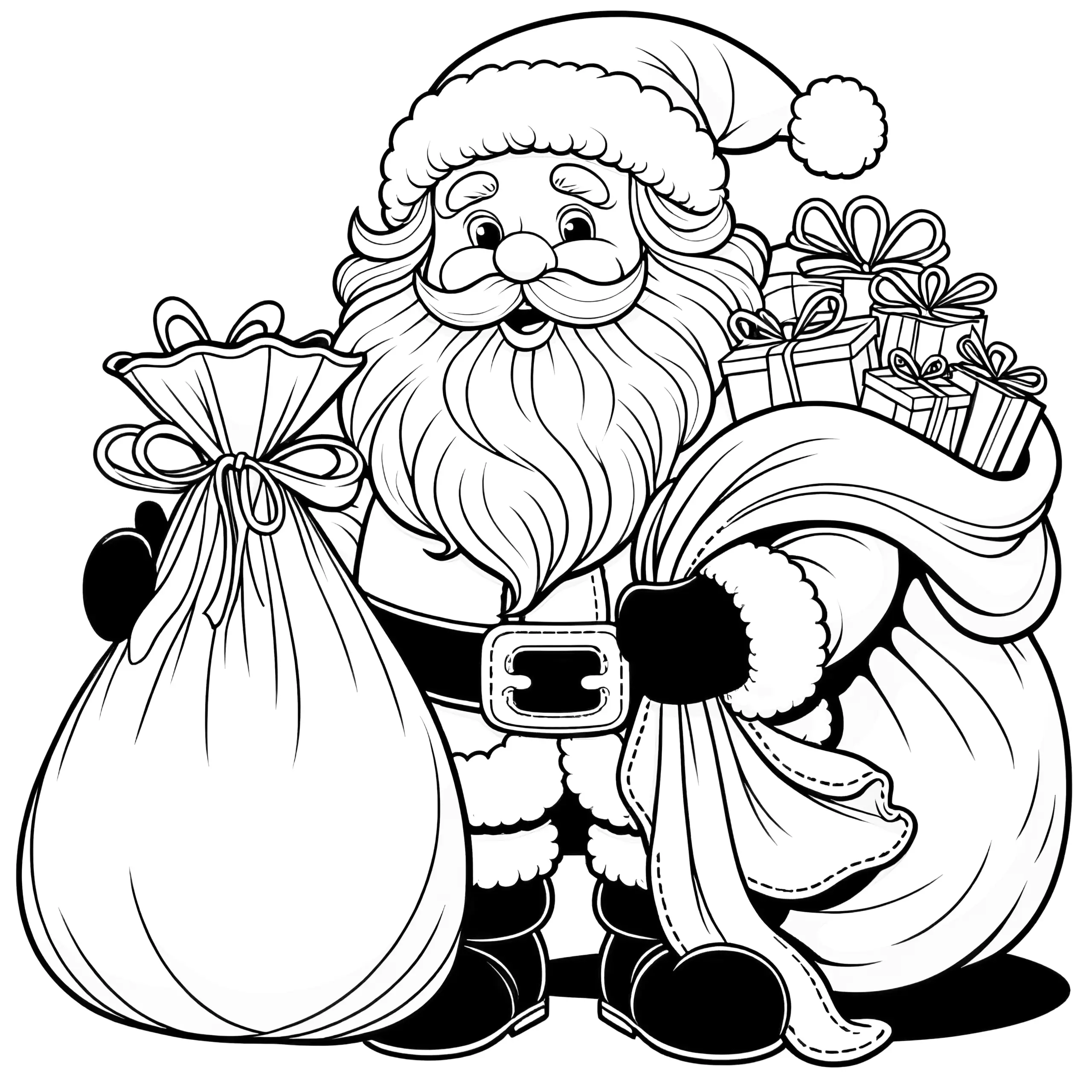 Weihnachtsmann mit Geschenkesack: Ausmalbild gratis