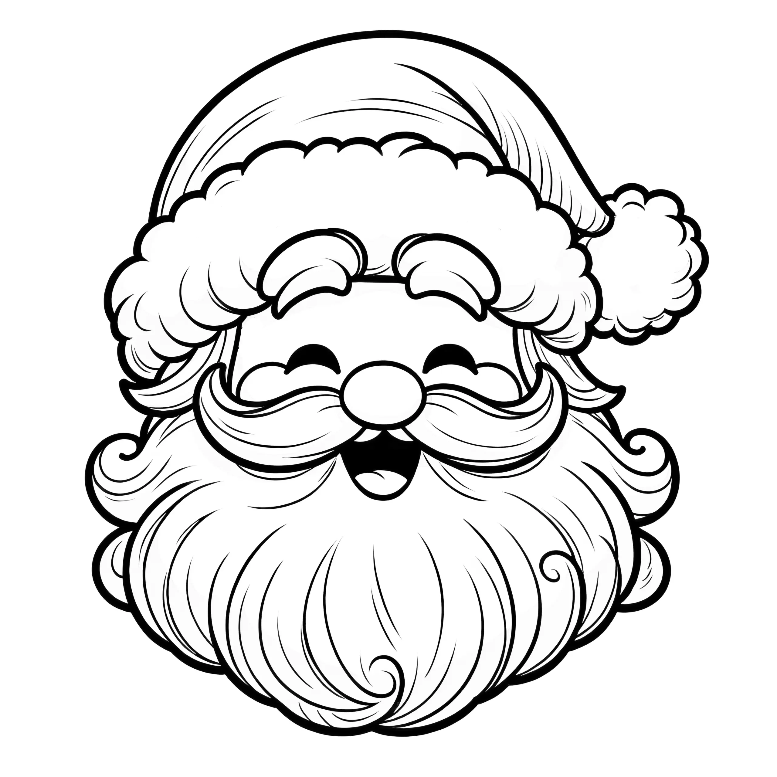 Weihnachtsmann-Gesicht zum Ausdrucken & Ausmalen (Ausmalbild)
