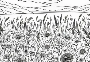 Blumenwiesen: kostenlose Ausmalbilder